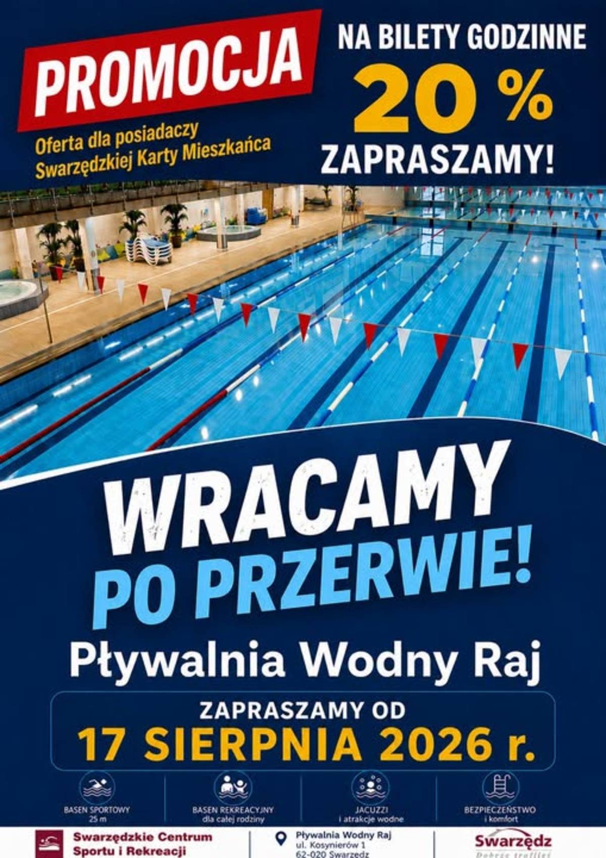 Pływalnia Wodny Raj ponownie otwarta po przerwie