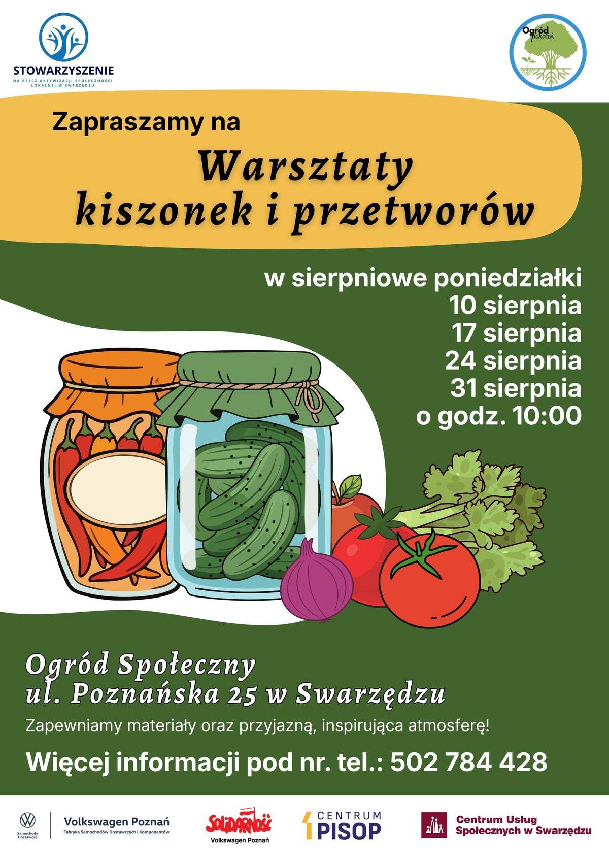 Cztery warsztaty o domowych przetworach w Ogrodzie Społecznym